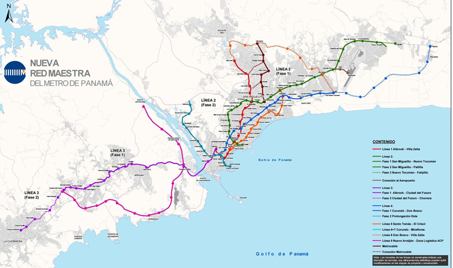 Mapa red maestra metro panamá