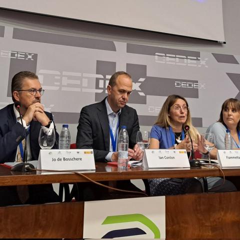 Silvia Domínguez, at the speakers' table